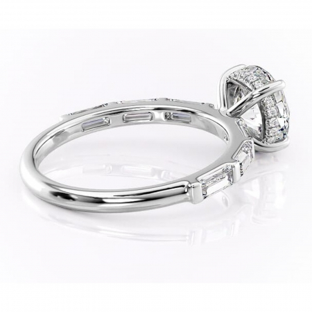 Inel de logodnă Beatrice din aur Alb 14kt cu moissanite tăietură rotundă – Montură cu canal rafinată pentru profil înalt | Personalizează și configurează gratuit online [2]