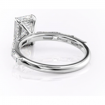Inel de logodnă Beatrice din aur Alb 14kt cu moissanite tăietură smarald – Montură cu canal rafinată pentru profil înalt | Personalizează și configurează gratuit online [3]