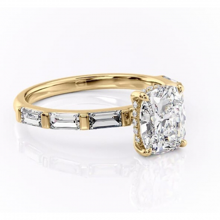 Pernă alungită - Inel de logodnă Beatrice din aur Galben 14kt cu moissanite tăietură asscher – Montură cu canal rafinată pentru profil înalt | Personalizează și configurează gratuit online