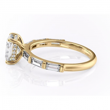 Inel de logodnă Beatrice din aur Galben 14kt cu moissanite tăietură asscher – Montură cu canal rafinată pentru profil înalt | Personalizează și configurează gratuit online [5]