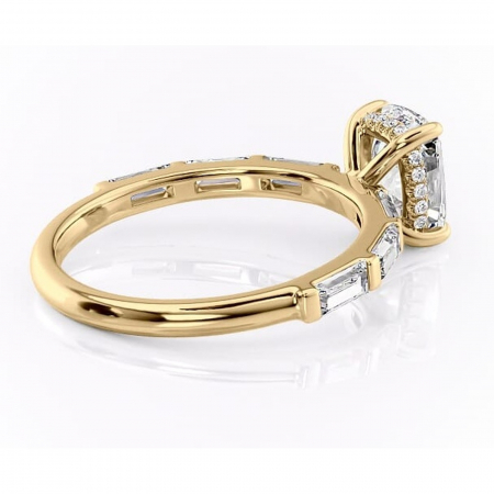 Inel de logodnă Beatrice din aur Galben 14kt cu moissanite tăietură asscher – Montură cu canal rafinată pentru profil înalt | Personalizează și configurează gratuit online [2]