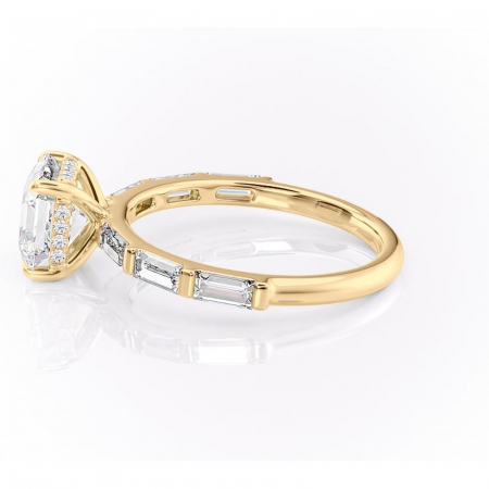 Inel de logodnă Beatrice din aur Galben 18kt cu moissanite tăietură asscher – Montură cu canal rafinată pentru profil înalt | Personalizează și configurează gratuit online [5]