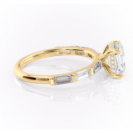 Inel de logodnă Beatrice din aur Galben 18kt cu moissanite tăietură asscher – Montură cu canal rafinată pentru profil înalt | Personalizează și configurează gratuit online [1]