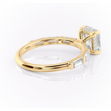Inel de logodnă Beatrice din aur Galben 18kt cu moissanite tăietură asscher – Montură cu canal rafinată pentru profil înalt | Personalizează și configurează gratuit online [2]