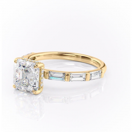 Inel de logodnă Beatrice din aur Galben 18kt cu moissanite tăietură asscher – Montură cu canal rafinată pentru profil înalt | Personalizează și configurează gratuit online [6]