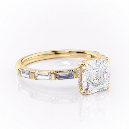 18K - Inel de logodnă Beatrice din aur Galben 18kt cu moissanite tăietură asscher – Montură cu canal rafinată pentru profil înalt | Personalizează și configurează gratuit online