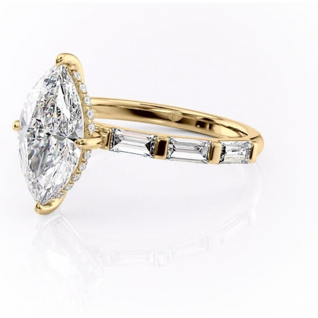 Inel de logodnă Beatrice din aur Galben 14kt cu moissanite tăietură marquise – Montură cu canal rafinată pentru profil înalt | Personalizează și configurează gratuit online [6]
