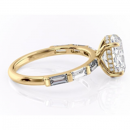 Inel de logodnă Beatrice din aur Galben 14kt cu moissanite tăietură ovală – Montură cu canal rafinată pentru profil înalt | Personalizează și configurează gratuit online [1]