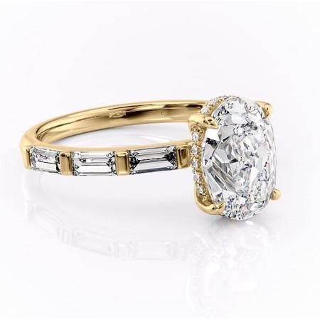 Ovală - Inel de logodnă Beatrice din aur Galben 18kt cu moissanite tăietură ovală – Montură cu canal rafinată pentru profil înalt | Personalizează și configurează gratuit online