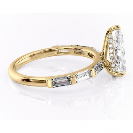Inel de logodnă Beatrice din aur Galben 18kt cu moissanite tăietură pară – Montură cu canal rafinată pentru profil înalt | Personalizează și configurează gratuit online [1]