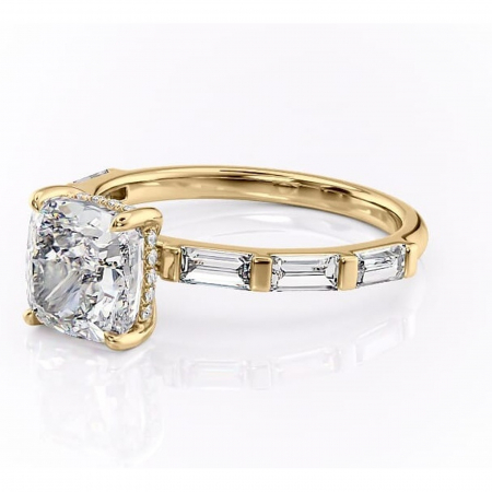 Inel de logodnă Beatrice din aur Galben 14kt cu moissanite tăietură pernă – Montură cu canal rafinată pentru profil înalt | Personalizează și configurează gratuit online [6]
