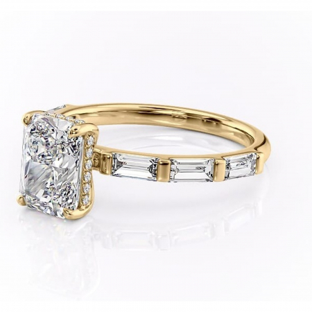 Inel de logodnă Beatrice din aur Galben 18kt cu moissanite tăietură radiantă – Montură cu canal rafinată pentru profil înalt | Personalizează și configurează gratuit online [6]