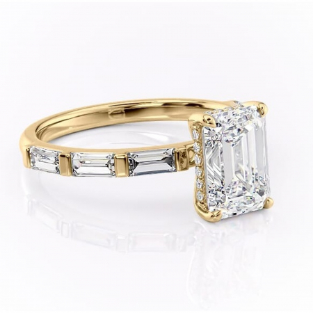 Smarald - Inel de logodnă Beatrice din aur Galben 18kt cu moissanite tăietură smarald – Montură cu canal rafinată pentru profil înalt | Personalizează și configurează gratuit online