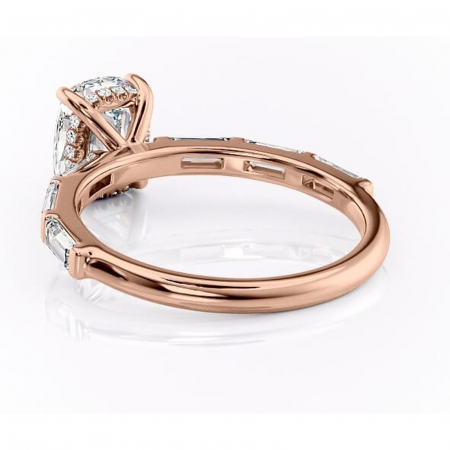 Inel de logodnă Beatrice din aur Rose 14kt cu moissanite tăietură asscher – Montură cu canal rafinată pentru profil înalt | Personalizează și configurează gratuit online [3]