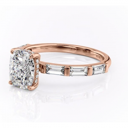 Inel de logodnă Beatrice din aur Rose 14kt cu moissanite tăietură asscher – Montură cu canal rafinată pentru profil înalt | Personalizează și configurează gratuit online [6]