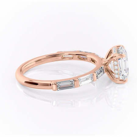 Inel de logodnă Beatrice din aur Rose 14kt cu moissanite tăietură asscher – Montură cu canal rafinată pentru profil înalt | Personalizează și configurează gratuit online [1]