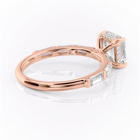 Inel de logodnă Beatrice din aur Rose 14kt cu moissanite tăietură asscher – Montură cu canal rafinată pentru profil înalt | Personalizează și configurează gratuit online [2]