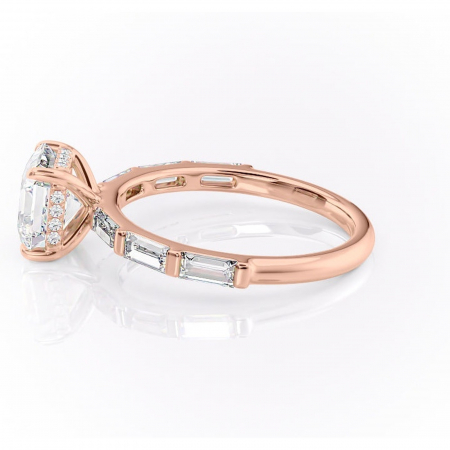 Inel de logodnă Beatrice din aur Rose 14kt cu moissanite tăietură asscher – Montură cu canal rafinată pentru profil înalt | Personalizează și configurează gratuit online [5]