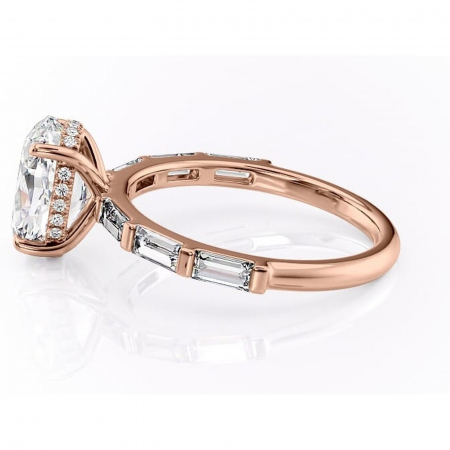 Inel de logodnă Beatrice din aur Rose 14kt cu moissanite tăietură ovală – Montură cu canal rafinată pentru profil înalt | Personalizează și configurează gratuit online [5]