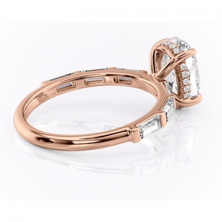 Inel de logodnă Beatrice din aur Rose 14kt cu moissanite tăietură ovală – Montură cu canal rafinată pentru profil înalt | Personalizează și configurează gratuit online [2]