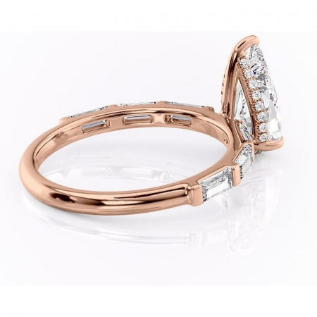 Inel de logodnă Beatrice din aur Rose 18kt cu moissanite tăietură pară – Montură cu canal rafinată pentru profil înalt | Personalizează și configurează gratuit online [2]
