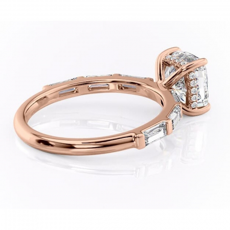 Inel de logodnă Beatrice din aur Rose 14kt cu moissanite tăietură pernă – Montură cu canal rafinată pentru profil înalt | Personalizează și configurează gratuit online [2]