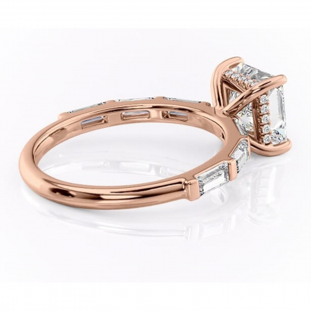 Inel de logodnă Beatrice din aur Rose 14kt cu moissanite tăietură princess – Montură cu canal rafinată pentru profil înalt | Personalizează și configurează gratuit online [2]
