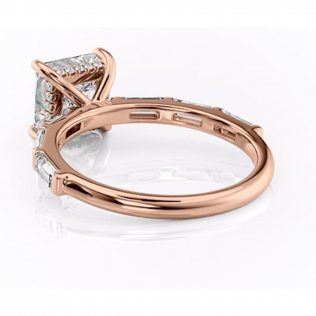 Inel de logodnă Beatrice din aur Rose 14kt cu moissanite tăietură princess – Montură cu canal rafinată pentru profil înalt | Personalizează și configurează gratuit online [3]