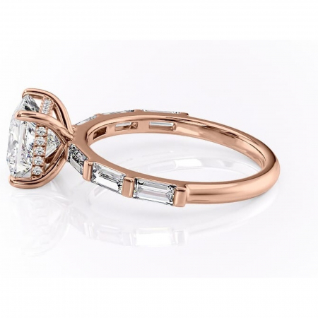 Inel de logodnă Beatrice din aur Rose 14kt cu moissanite tăietură princess – Montură cu canal rafinată pentru profil înalt | Personalizează și configurează gratuit online [5]