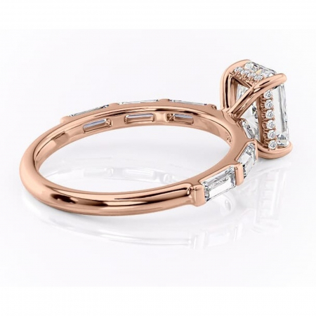 Inel de logodnă Beatrice din aur Rose 14kt cu moissanite tăietură radiantă – Montură cu canal rafinată pentru profil înalt | Personalizează și configurează gratuit online [2]