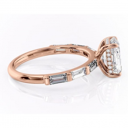 Inel de logodnă Beatrice din aur Rose 14kt cu moissanite tăietură radiantă – Montură cu canal rafinată pentru profil înalt | Personalizează și configurează gratuit online [1]