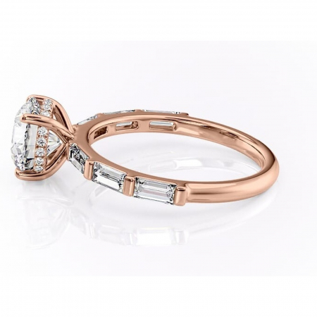 Inel de logodnă Beatrice din aur Rose 14kt cu moissanite tăietură rotundă – Montură cu canal rafinată pentru profil înalt | Personalizează și configurează gratuit online [5]