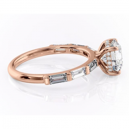Inel de logodnă Beatrice din aur Rose 14kt cu moissanite tăietură rotundă – Montură cu canal rafinată pentru profil înalt | Personalizează și configurează gratuit online [1]