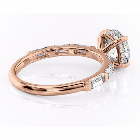 Inel de logodnă Beatrice din aur Rose 14kt cu moissanite tăietură rotundă – Montură cu canal rafinată pentru profil înalt | Personalizează și configurează gratuit online [2]