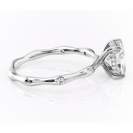 Inel de logodnă Bijou din aur Alb 14kt cu moissanite tăietură asscher – Pietre laterale rafinată pentru profil înalt | Personalizează și configurează gratuit online [1]