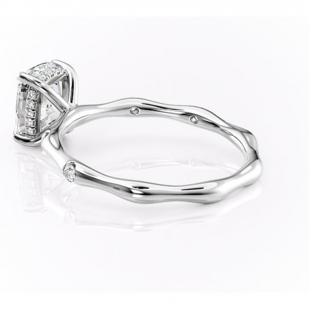 Inel de logodnă Bijou din aur Alb 14kt cu moissanite tăietură asscher – Pietre laterale rafinată pentru profil înalt | Personalizează și configurează gratuit online [4]