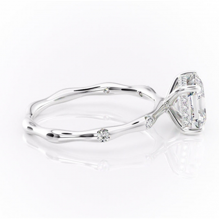 Inel de logodnă Bijou din aur Alb 14kt cu moissanite tăietură asscher – Pietre laterale rafinată pentru profil înalt | Personalizează și configurează gratuit online [1]