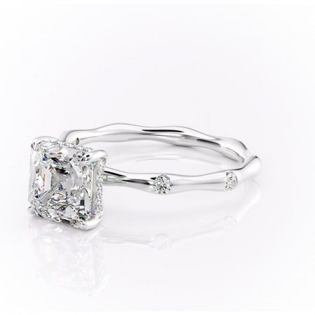 Inel de logodnă Bijou din aur Alb 14kt cu moissanite tăietură asscher – Pietre laterale rafinată pentru profil înalt | Personalizează și configurează gratuit online [6]