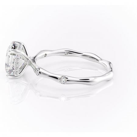 Inel de logodnă Bijou din aur Alb 14kt cu moissanite tăietură asscher – Pietre laterale rafinată pentru profil înalt | Personalizează și configurează gratuit online [5]