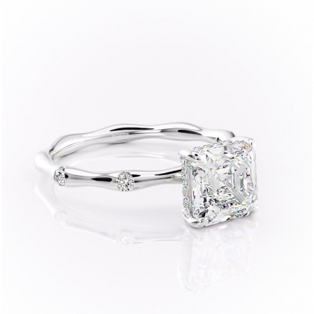 Asscher - Inel de logodnă Bijou din aur Alb 14kt cu moissanite tăietură asscher – Pietre laterale rafinată pentru profil înalt | Personalizează și configurează gratuit online