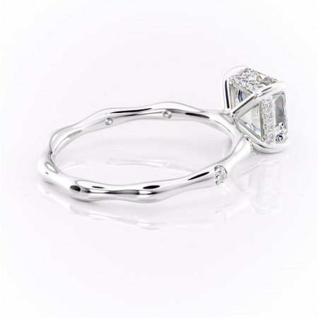 Inel de logodnă Bijou din aur Alb 14kt cu moissanite tăietură asscher – Pietre laterale rafinată pentru profil înalt | Personalizează și configurează gratuit online [2]