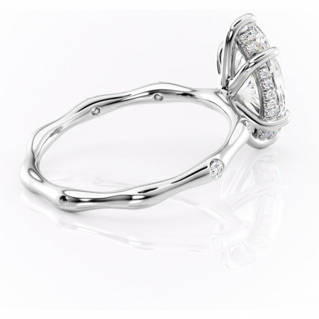 Inel de logodnă Bijou din aur Alb 14kt cu moissanite tăietură marquise – Pietre laterale rafinată pentru profil înalt | Personalizează și configurează gratuit online [2]