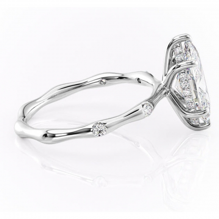 Inel de logodnă Bijou din aur Alb 14kt cu moissanite tăietură marquise – Pietre laterale rafinată pentru profil înalt | Personalizează și configurează gratuit online [1]