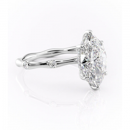 Marquise - Inel de logodnă Bijou din aur Alb 14kt cu moissanite tăietură marquise – Pietre laterale rafinată pentru profil înalt | Personalizează și configurează gratuit online