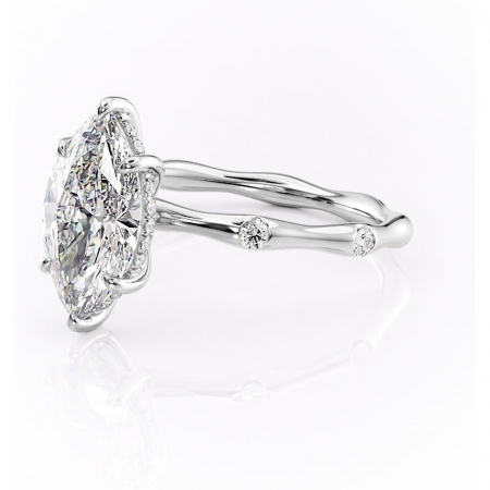 Inel de logodnă Bijou din aur Alb 14kt cu moissanite tăietură marquise – Pietre laterale rafinată pentru profil înalt | Personalizează și configurează gratuit online [6]