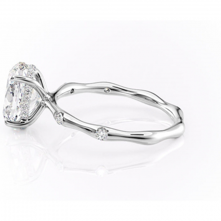 Inel de logodnă Bijou din aur Alb 14kt cu moissanite tăietură ovală – Pietre laterale rafinată pentru profil înalt | Personalizează și configurează gratuit online [5]