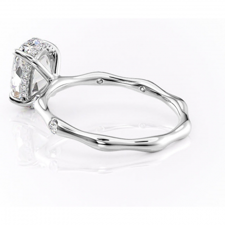 Inel de logodnă Bijou din aur Alb 14kt cu moissanite tăietură ovală – Pietre laterale rafinată pentru profil înalt | Personalizează și configurează gratuit online [4]