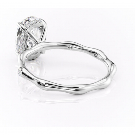 Inel de logodnă Bijou din aur Alb 14kt cu moissanite tăietură ovală – Pietre laterale rafinată pentru profil înalt | Personalizează și configurează gratuit online [3]