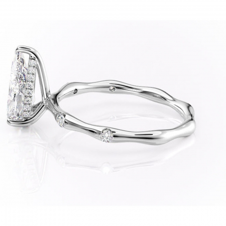 Inel de logodnă Bijou din aur Alb 14kt cu moissanite tăietură pară – Pietre laterale rafinată pentru profil înalt | Personalizează și configurează gratuit online [5]