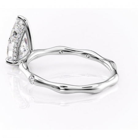 Inel de logodnă Bijou din aur Alb 14kt cu moissanite tăietură pară – Pietre laterale rafinată pentru profil înalt | Personalizează și configurează gratuit online [4]